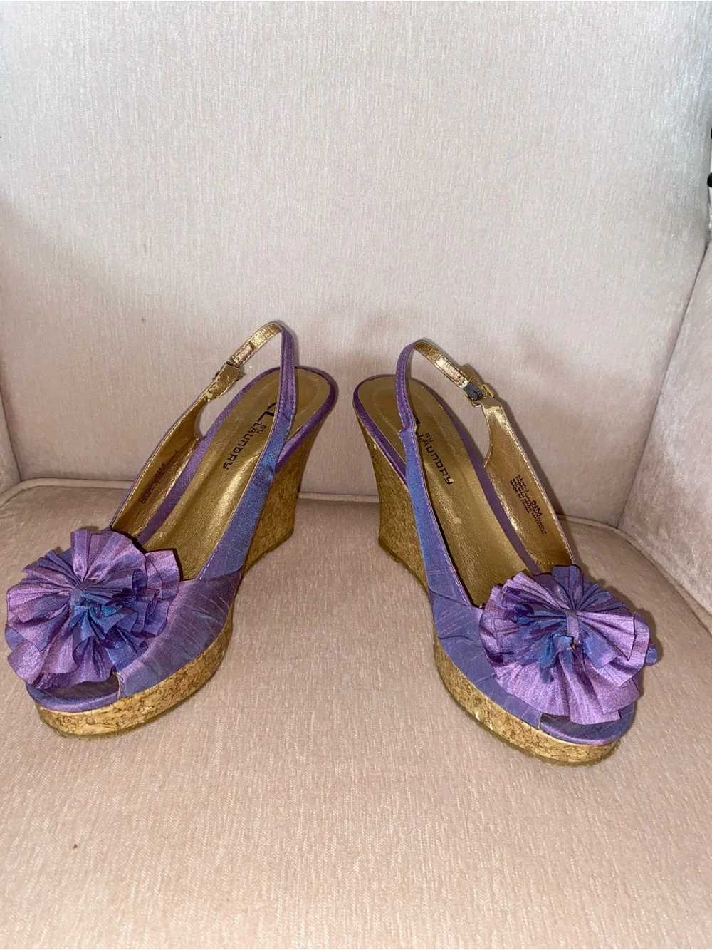 Women's CL by Laundry Purple Floral Wedge Sandals
